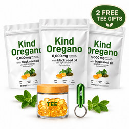 Three bags of Kind Oregano, bamboo glass jar and travel case